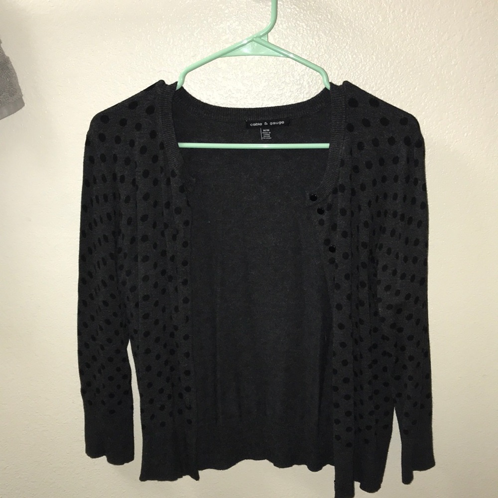 Universal grey and black polka dot cardigan